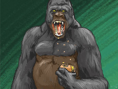 Jeepers - Never Ape An Ape Man ape gorilla hamburger illustration scooby doo