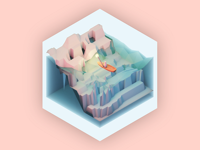 Ice Boating Magnet 3d boat cinema 4d ice illustration low low poly magnet poly water
