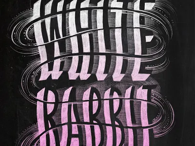 White Rabbit calligraphy chalk hand lettering illustration lettering type