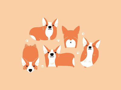 Corgi Love corgi cute dog dogs illustration paw paw prints