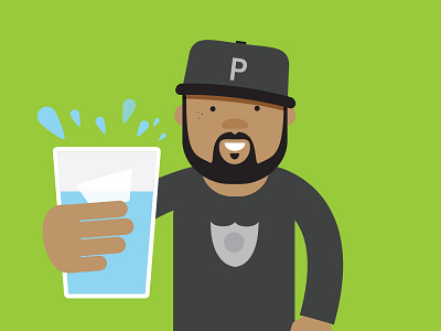 Thirsty beard glass hat ice ice cube illustration vector water