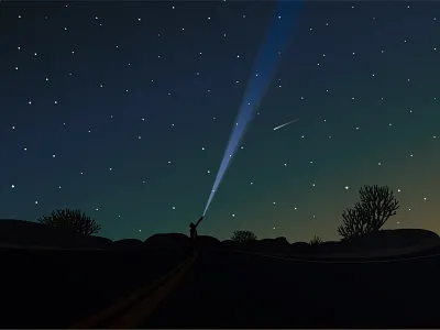 Starry Night dark flatart illustration night stargazing starrynight torch