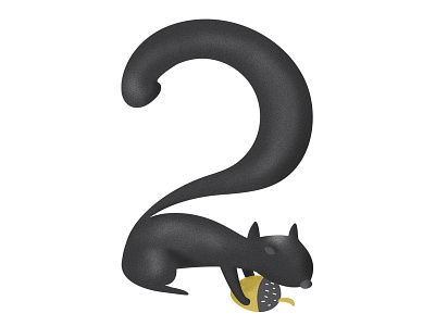 #2 2 black gold illustration number nut squirrel two type type challenge