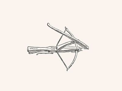 Ballesta Illustration arrow ballesta crossbow emblem engraving icon logo mark old style seal vintage