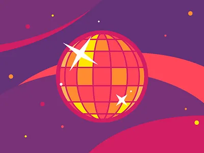 Moon Hits the Disco Ball disco disco ball funk icon illustration ryan brock