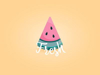 Fresh cute fresh fruit icon illustration illustrator pink tropical typography vector watermelon