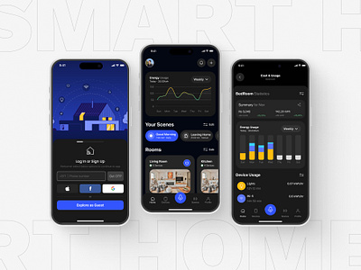 Smart Home AI App Concept app appdesigndaily branding dark mode figmadesign home automation home control internet of things ios iot mobile app remote control smart app smart home dark mode design smart home mobile app smart house smarthomeapp thermostat ui uidesign