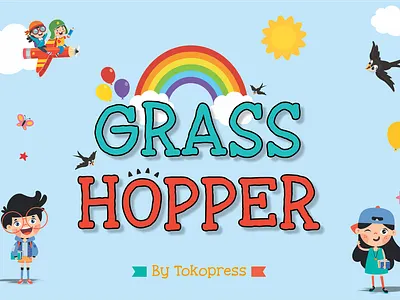 GRASSHOPPER branding children display font font fun funny game gaming handwriting movie playful poster youtube