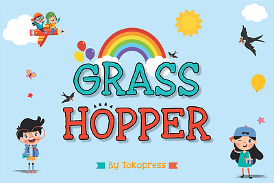 GRASSHOPPER branding children display font font fun funny game gaming handwriting movie playful poster youtube