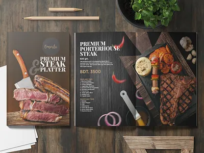 Menu Design for Premium Steak branding design graphic design illustration menu design vector
