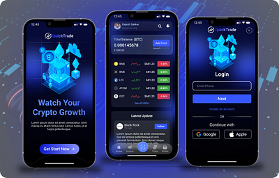 Quick Trade (Crypto currency) mobile app mobile ui treading app treading interface treading ui treading wallet ui user friendly user interface ux