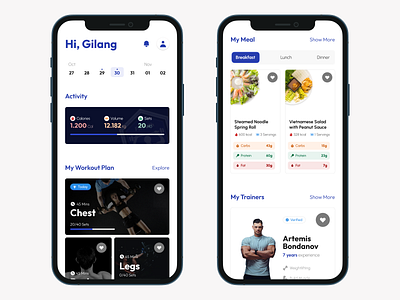 Fitpath - Fitness App app card clean concept design fitness food gym health kit minimal mobile modern tracker trainer ui workout