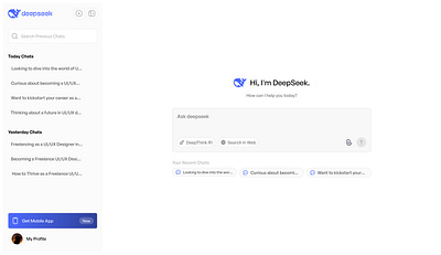 Deepseek UI Remodel Design product design ui uiux web design