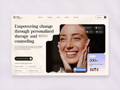 Sofia Therapy - Mental Health Website animation branding clean consulting design home page landing page mental mental care mental health mental health websites mindfulness mobile psychology startup therapy startup therapy website ui ux web design wellness