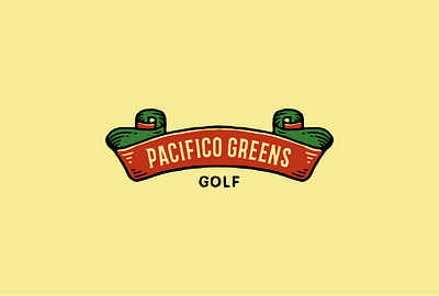 Pacifico Greens Golf badge design branding graphic design lettering logo typography vintage badge vintage design vintage illustration