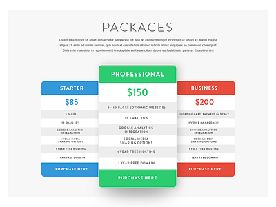 Price/Package List design list package ui web webdesign