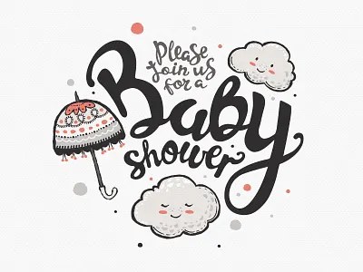 Baby Shower Kit • Umbrellas and clouds baby shower baby shower invitation baby shower invite birthday cartoon character illustration kids lettering