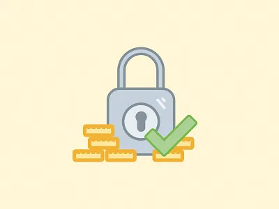 Payment securised flat grey lock locked money payment point smooth yellow