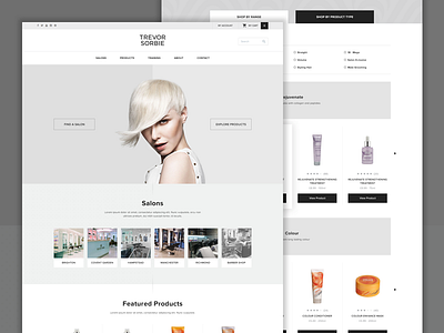 Trevor Sorbie e commerce hair hairdresser products shop ui design web design