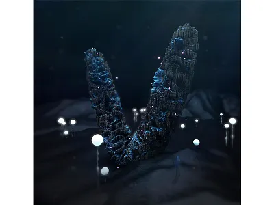 'v' for 36 days of type 36 days of type 4d cinema design ferranhead font hair organic typography underwater v