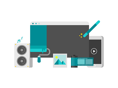 Video Making film flat illustration iphone minimal movie painting screen speaker vector video