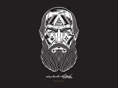 Dostoevsky adobe art design dostoevsky draw graphic illustration ols dsgn portrait tattoo tshirtdesign writers