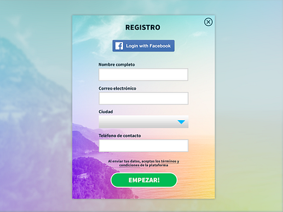 Register modal bucaramanga colorfull facebook modal register ui