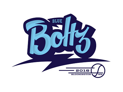 Blue Boltz Logo fastpitch script sport