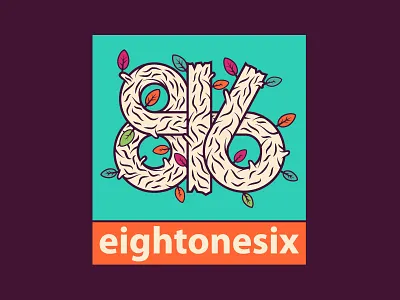 Eightonesix sticker design 816 branch design eightonesix graphic illustration leaf lettering logo number sticker