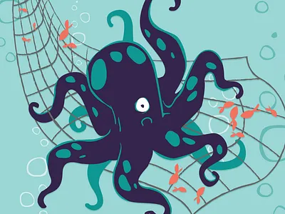 Aquatic Series - Awkward octopus al character design fish illustration illustrator