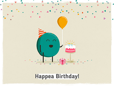 Happea Birthday! balloon birthday cake confetti design doodle draw illustration pea present