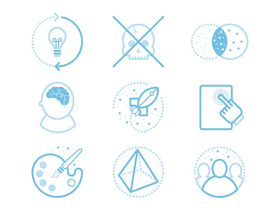 Design Presentation Icons aesthetic agency human icon idea illustration line process rocket skull ux vector