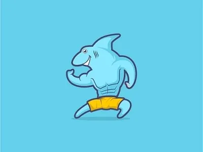 Shark Guy blue creative design jaws logo ocean sea shark simple