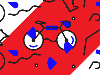 Bike Shapes bike blue ik blue illustrator pattern red shapes simple white