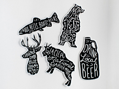 Sticker Pack forrest hand drawn handcrafted handmade illustration national park outdoors sketch stickers typography woodcrest