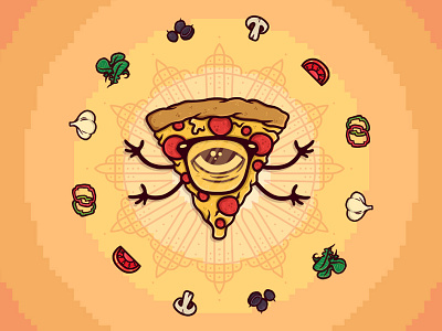 Pizza God deity god lord orange pepper pepperoni pizza tomato toppings wallpaper