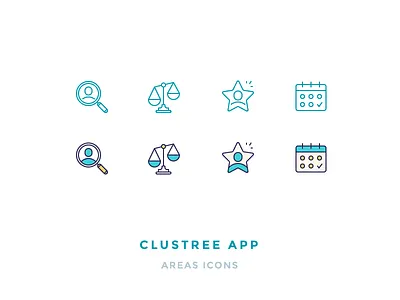 Clustree Icons calendar filled iconography icons outline scales search star user