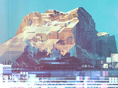 Mountain glitch illustration james gilleard mountain vector