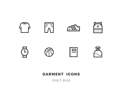 Garment Icons backpack bag ball book clothes garment watch design icon illustration shoe superstar tee time