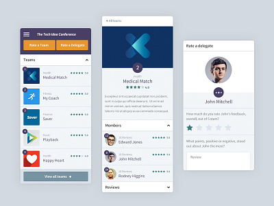 Tech Conference Voting App conference voting app delegates mobile rate review teams ui vote