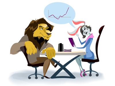 Flat Vector Illustration business hare lion