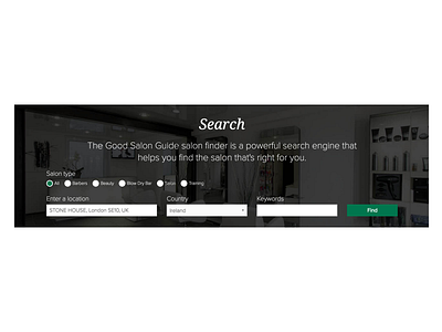 Good Salon Guide Search UI salon search ui website