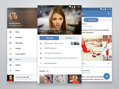 VK for Android Material Update android material newsfeed profile sidebar social vk