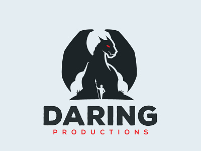 Daring beast brave dare daring dragon logo negative space scredeck warrior