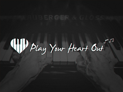 Play Your Heart Out brand grain heart logo music notes piano type typography