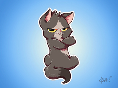 Displeased cartoon cat character draw funny happy redisoj redisojart sticker