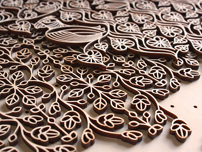 Lasercut Flora bird botanical flower geometric ivy laser lasercut leaf monoline pattern plant twining