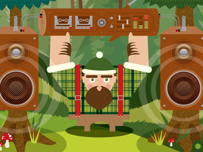 Dribble 2 camping eldesigno illustration music nature poster print retro vector art