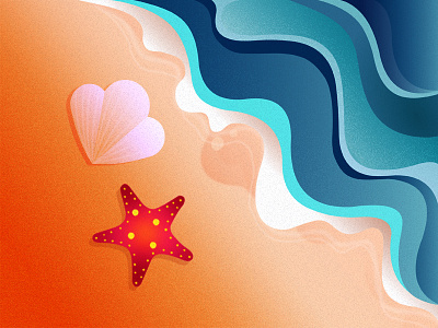 Summer is Coming! beach coast gradient illustration istanbul sand sea seastar shelf summer sun wave