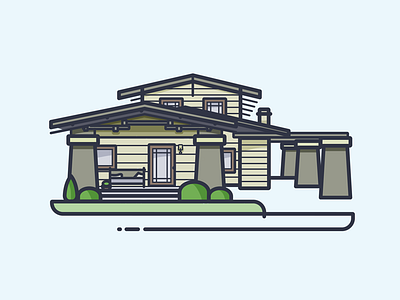 100 Houses / #008 house illustration laurelhurst line art